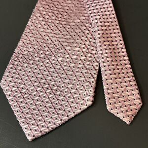 Roundtree & Yorke Neck Tie Pink w/Black Dots 100% SILK HandMade